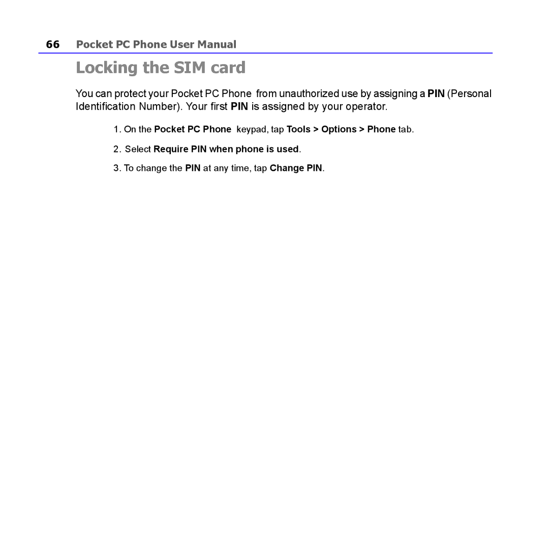 i-mate PM10A manual Locking the SIM card 