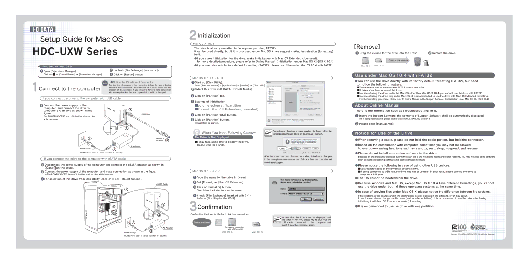 I-O Data Device HDC-UXW manual Use under Mac OS 10.4 with FAT32, About Online Manual 