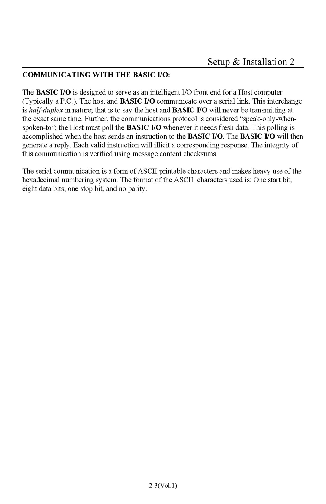 I-O Display Systems Basic I/O Product manual Communicating with the Basic I/O 