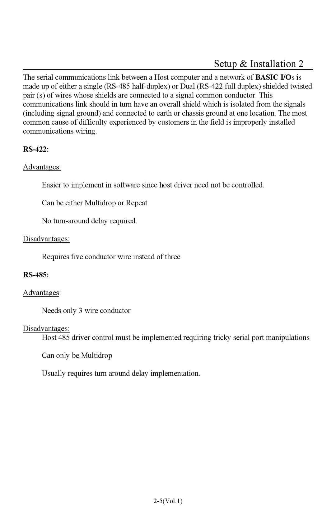 I-O Display Systems Basic I/O Product manual RS-422, RS-485 