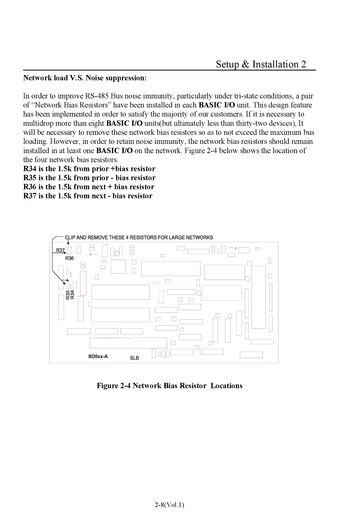 I-O Display Systems Basic I/O Product manual Network load V.S. Noise suppression, Network Bias Resistor Locations 