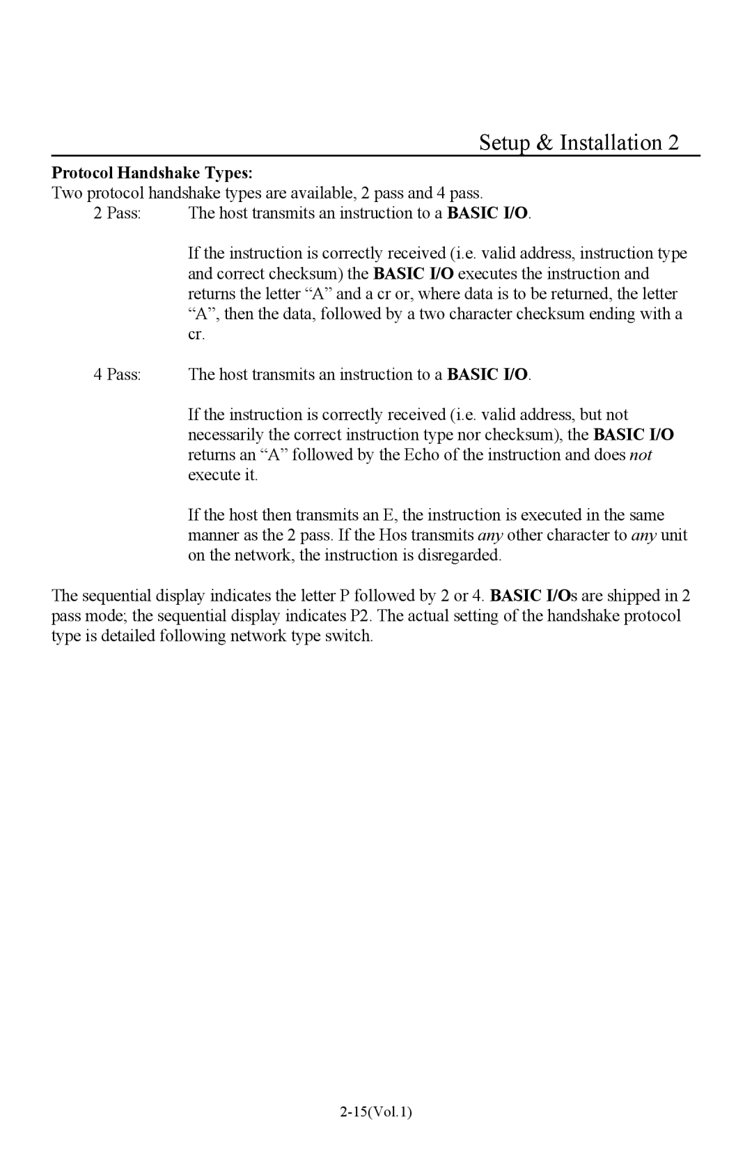 I-O Display Systems Basic I/O Product manual Protocol Handshake Types 