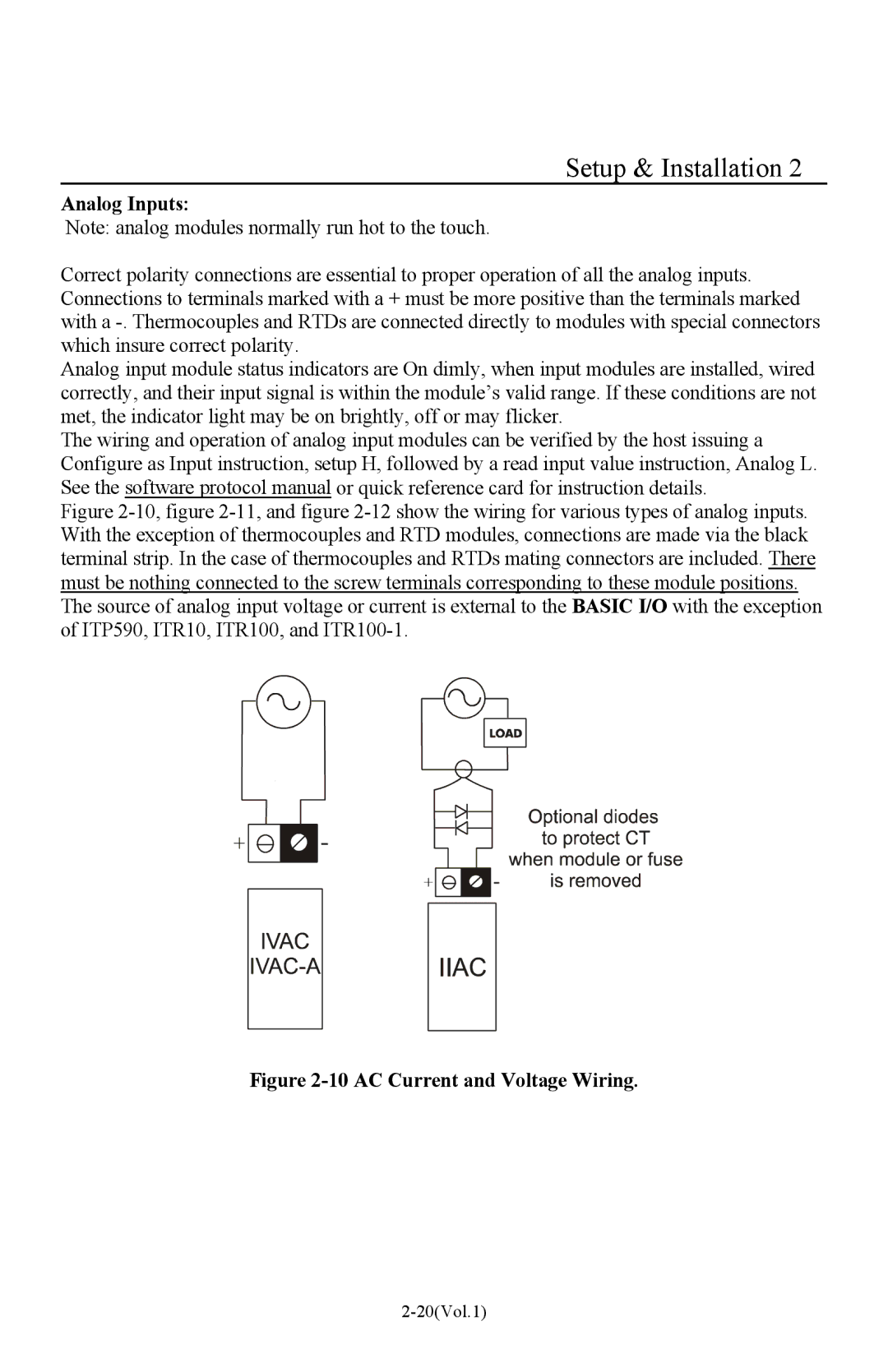 I-O Display Systems Basic I/O Product manual Analog Inputs, AC Current and Voltage Wiring 