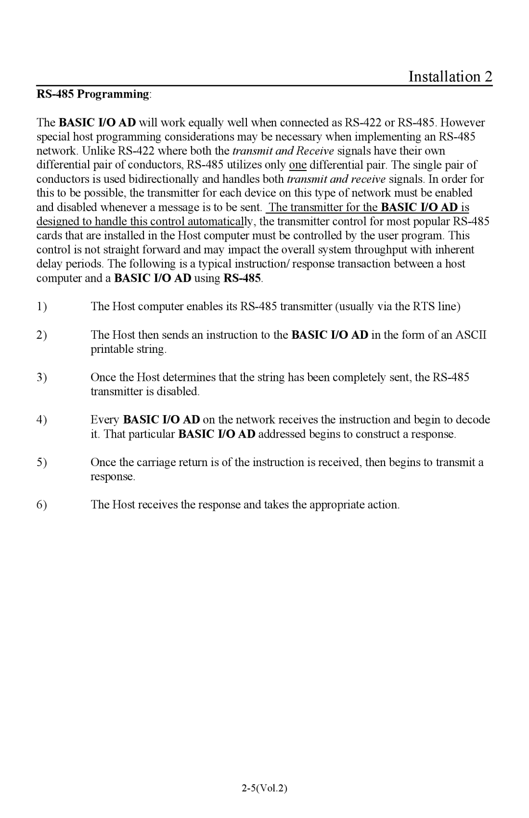 I-O Display Systems Basic I/O Product manual RS-485 Programming 