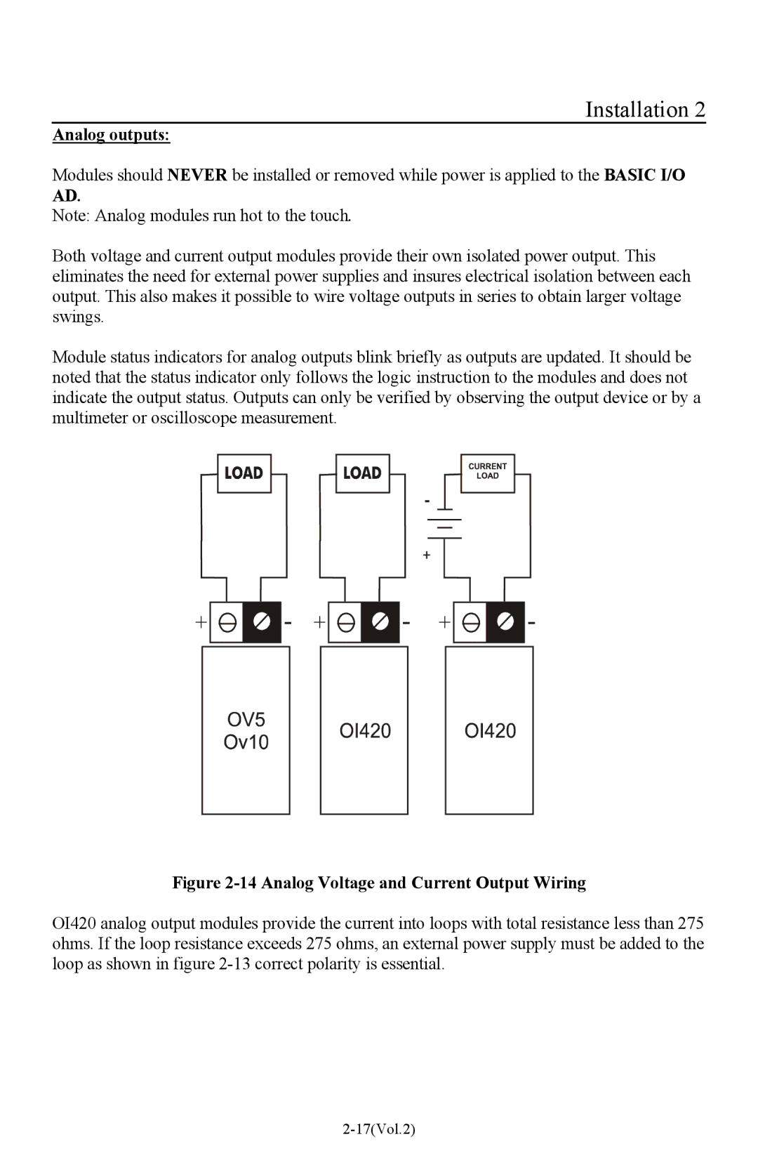 I-O Display Systems Basic I/O Product manual Analog Voltage and Current Output Wiring 