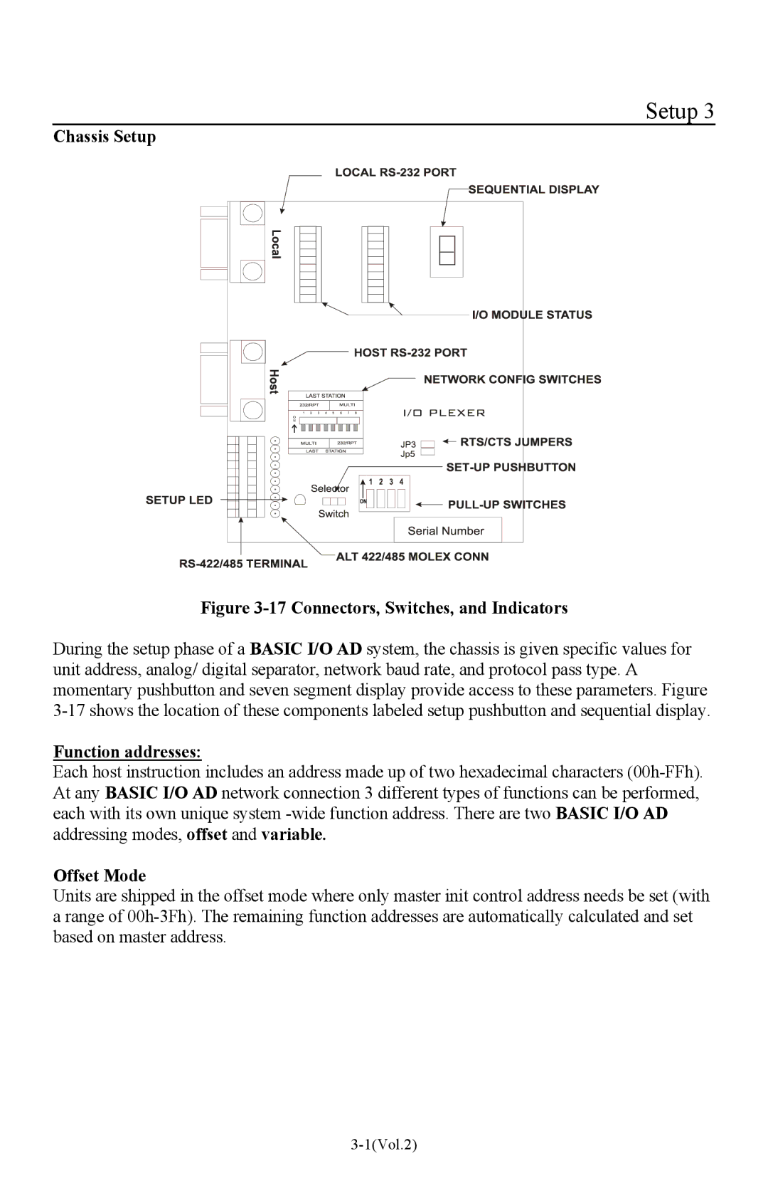 I-O Display Systems Basic I/O Product manual Chassis Setup, Function addresses, Offset Mode 