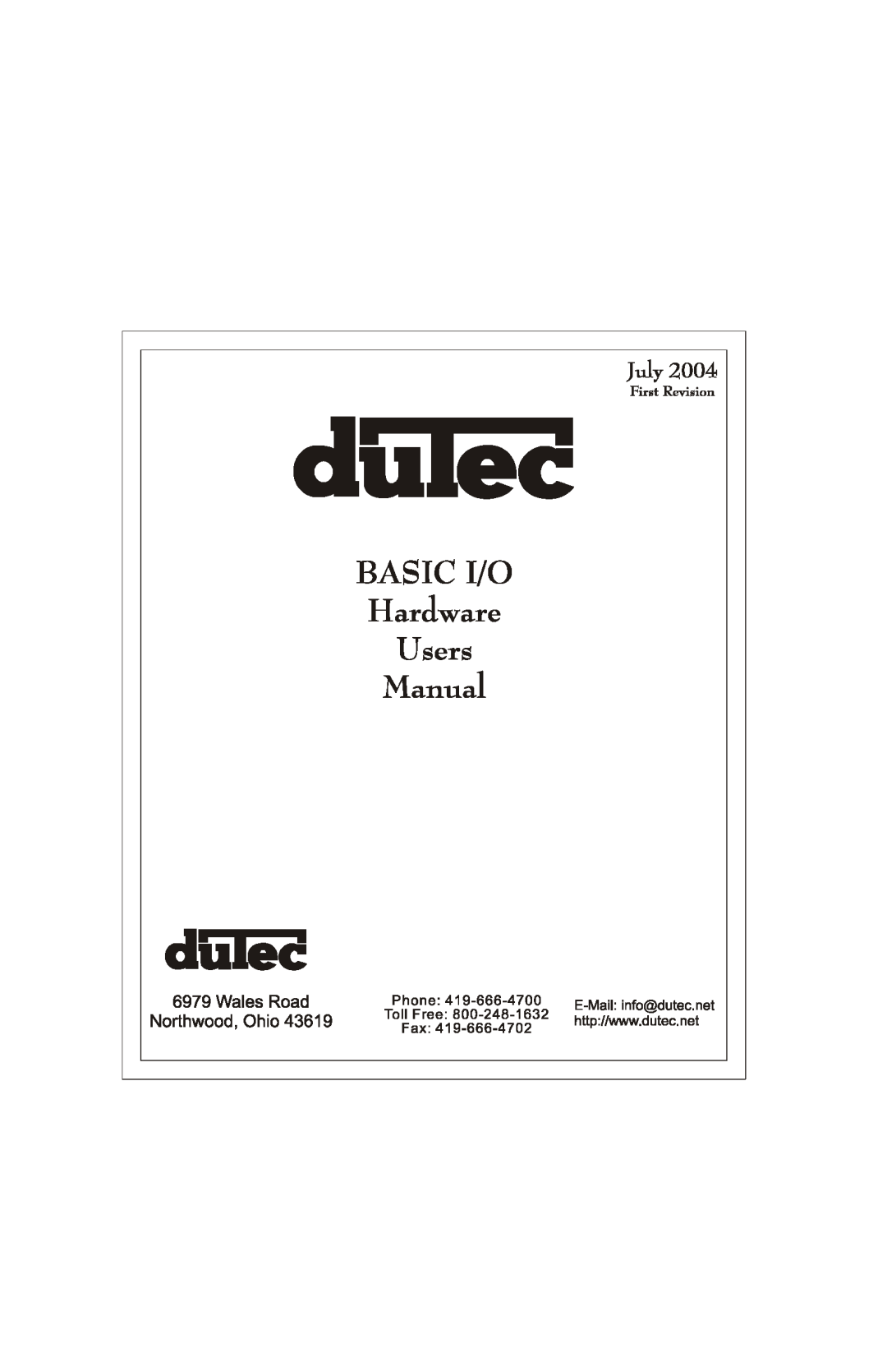 I-O Display Systems Basic I/O Product manual 