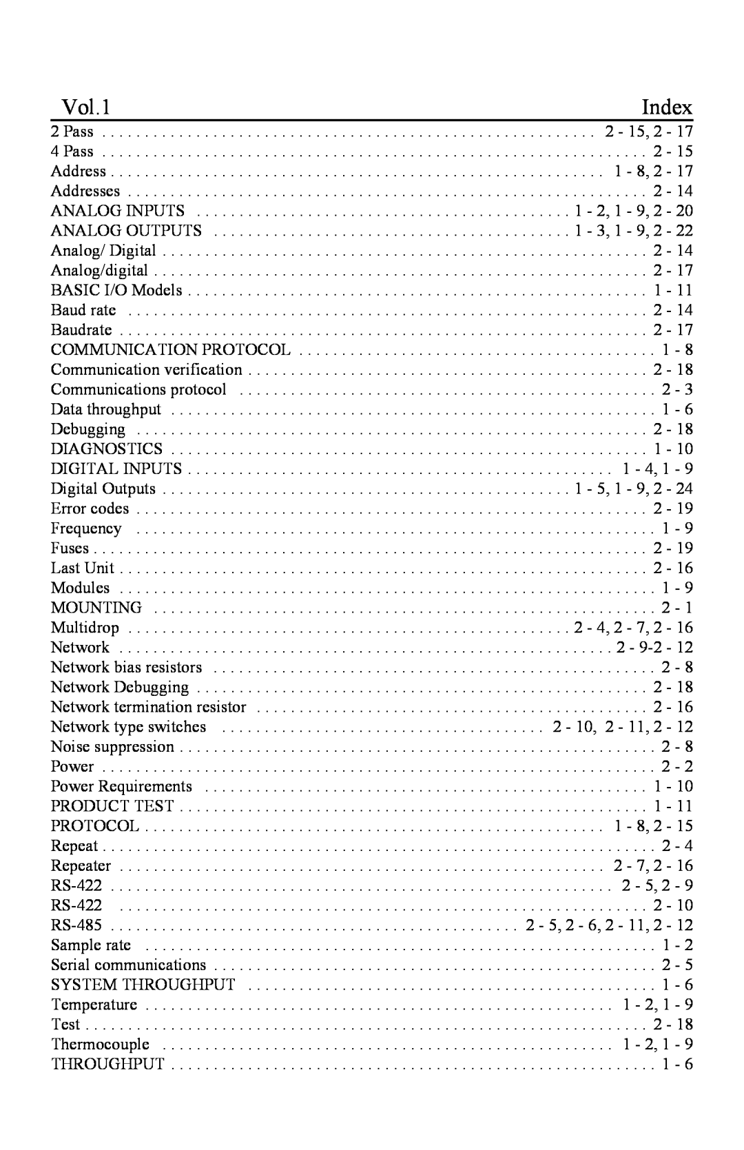 I-O Display Systems Basic I/O Product manual Index, Vol.1, Communication Protocol 