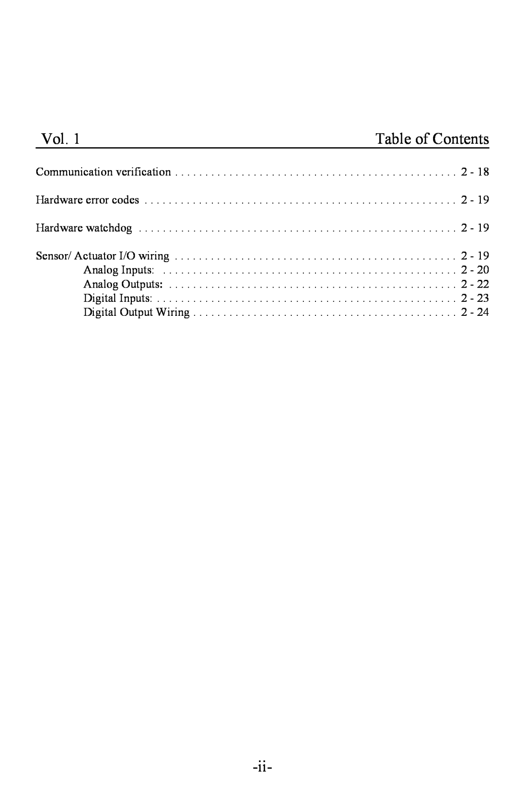 I-O Display Systems Basic I/O Product manual Table of Contents 