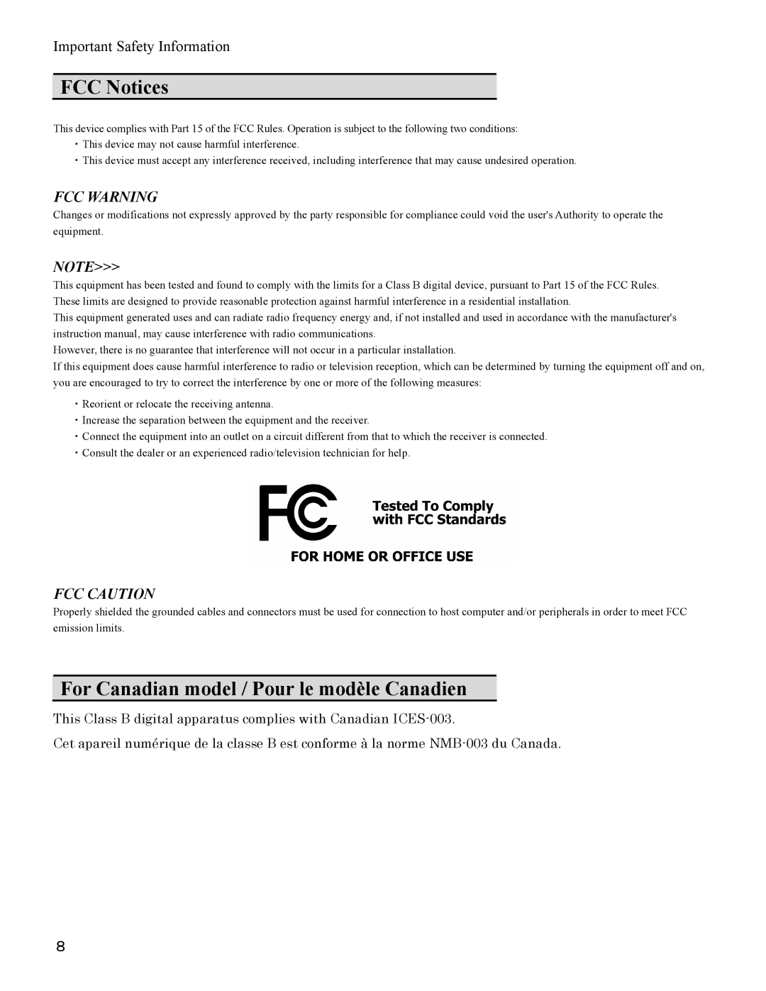 I-O Display Systems SRDVD-100U user manual FCC Notices 