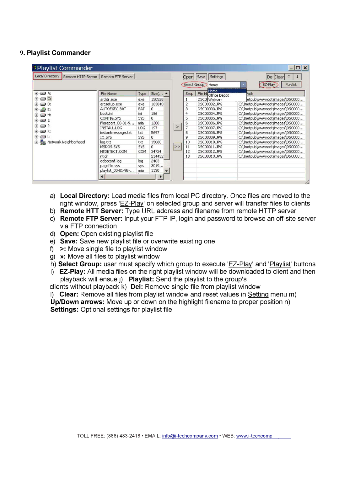 I-Tech Company CMP2000N manual Playlist Commander 