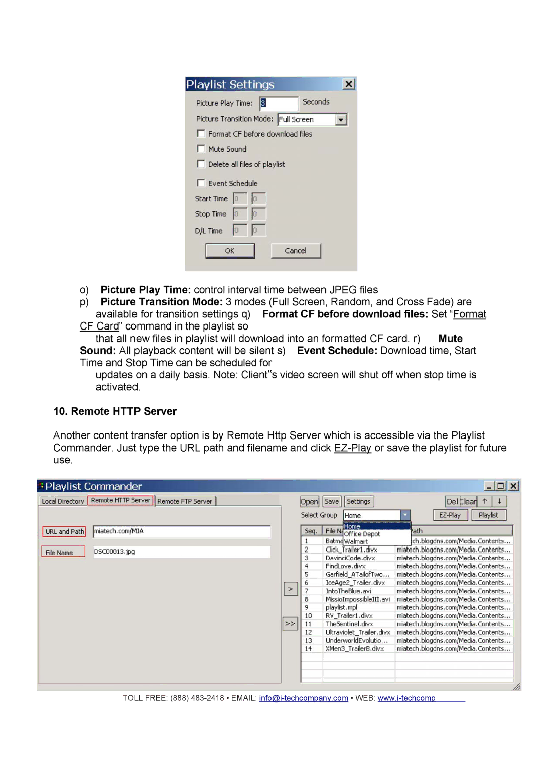 I-Tech Company CMP2000N manual Remote Http Server 