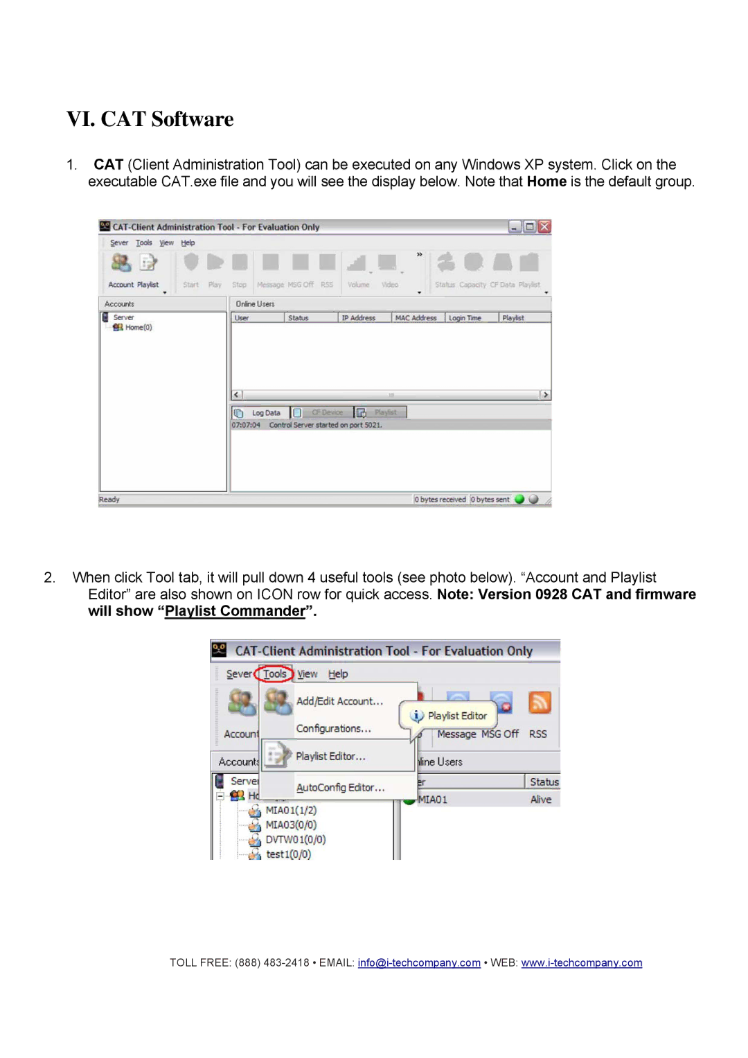 I-Tech Company CMP2000N manual VI. CAT Software 