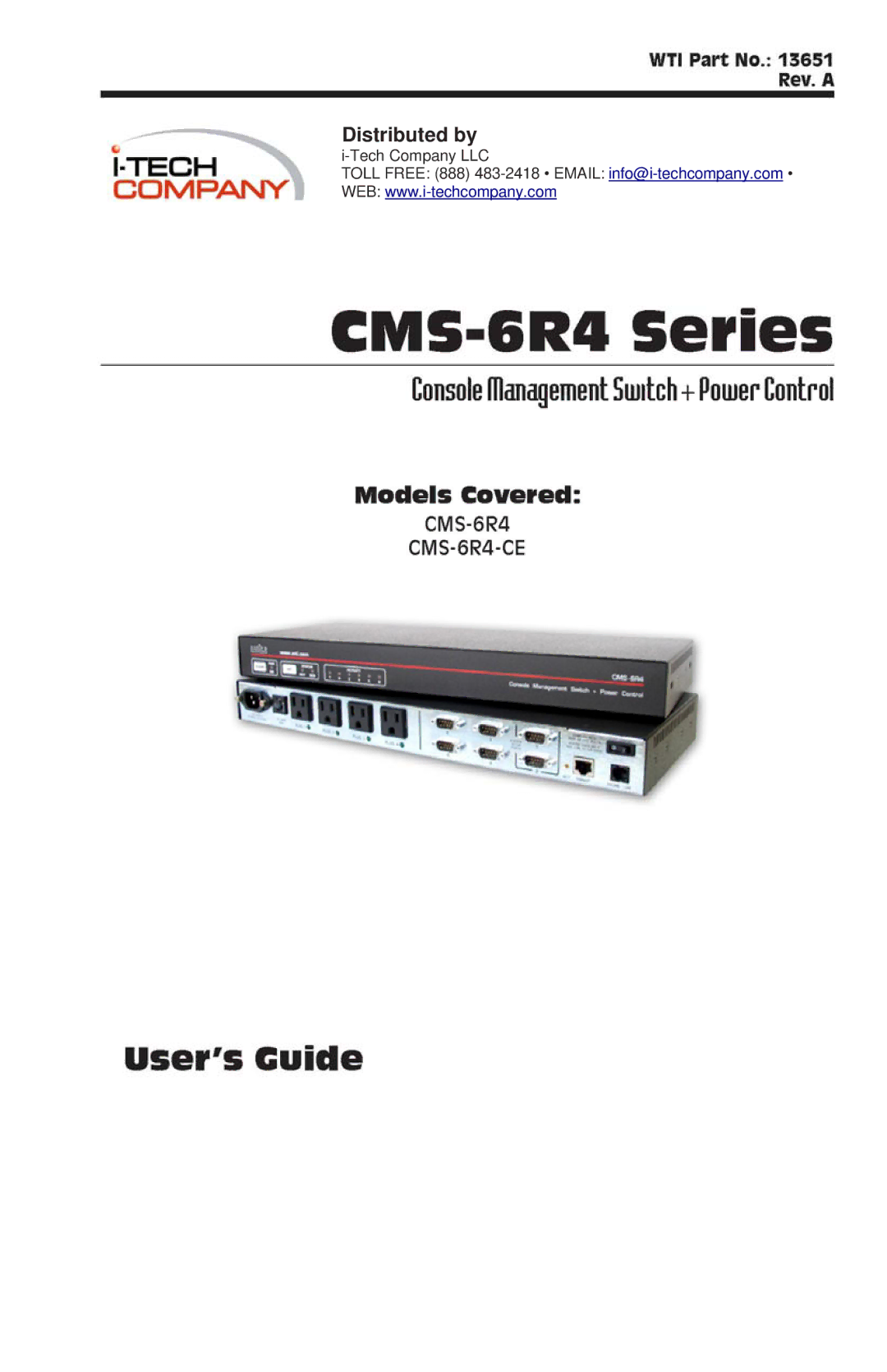 I-Tech Company CMS 6R4 Series manual Distributed by 