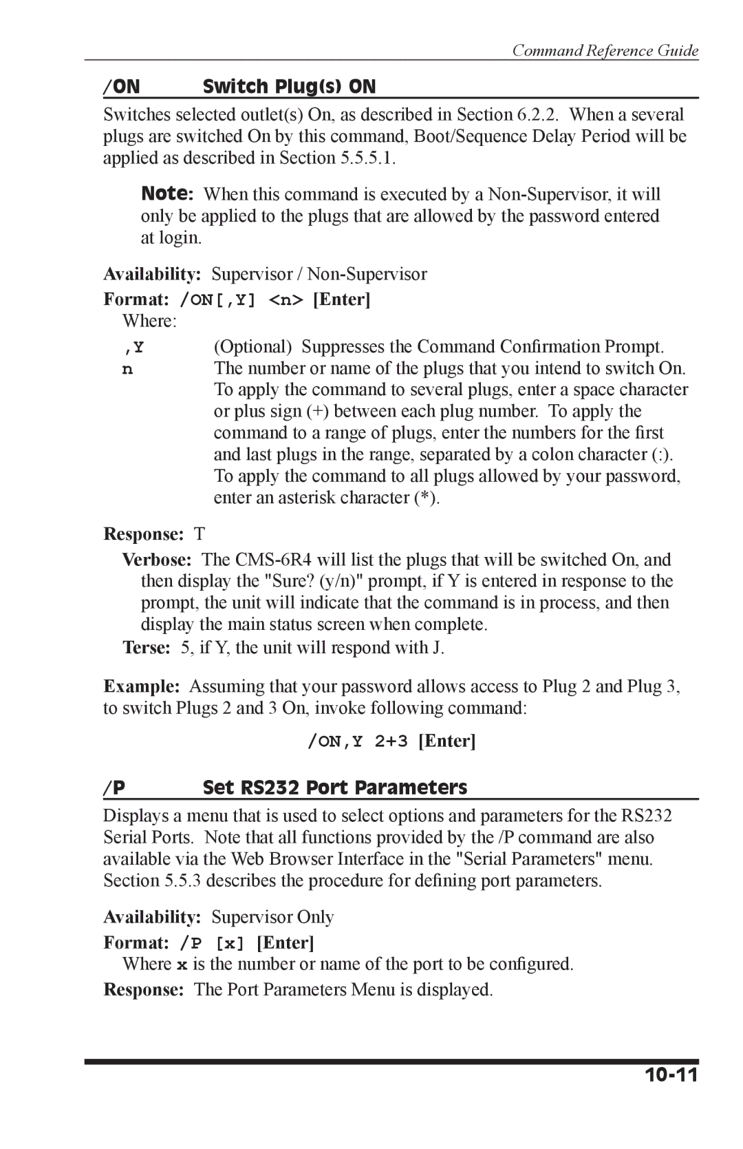 I-Tech Company CMS 6R4 Series manual Switch Plugs on, Set RS232 Port Parameters, 10-11 