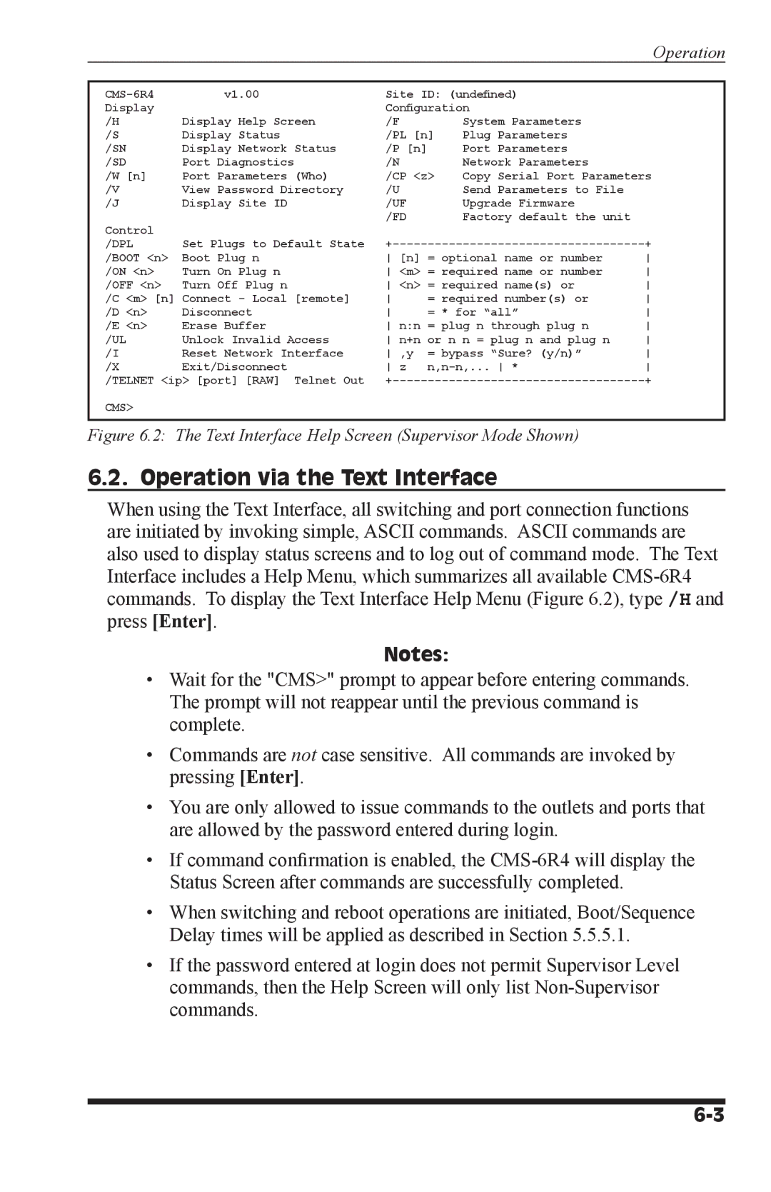 I-Tech Company CMS 6R4 Series manual Operation via the Text Interface, Dpl 