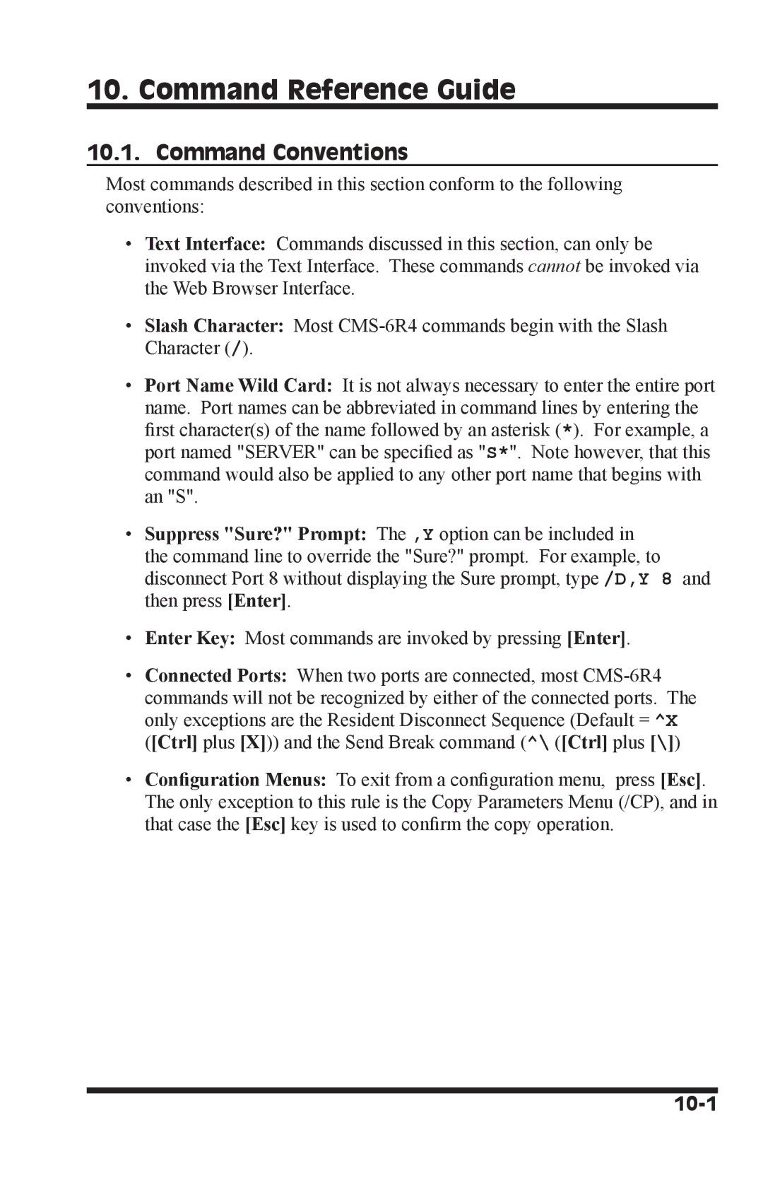 I-Tech Company CMS 6R4 Series manual Command Reference Guide, Command Conventions, 10-1 