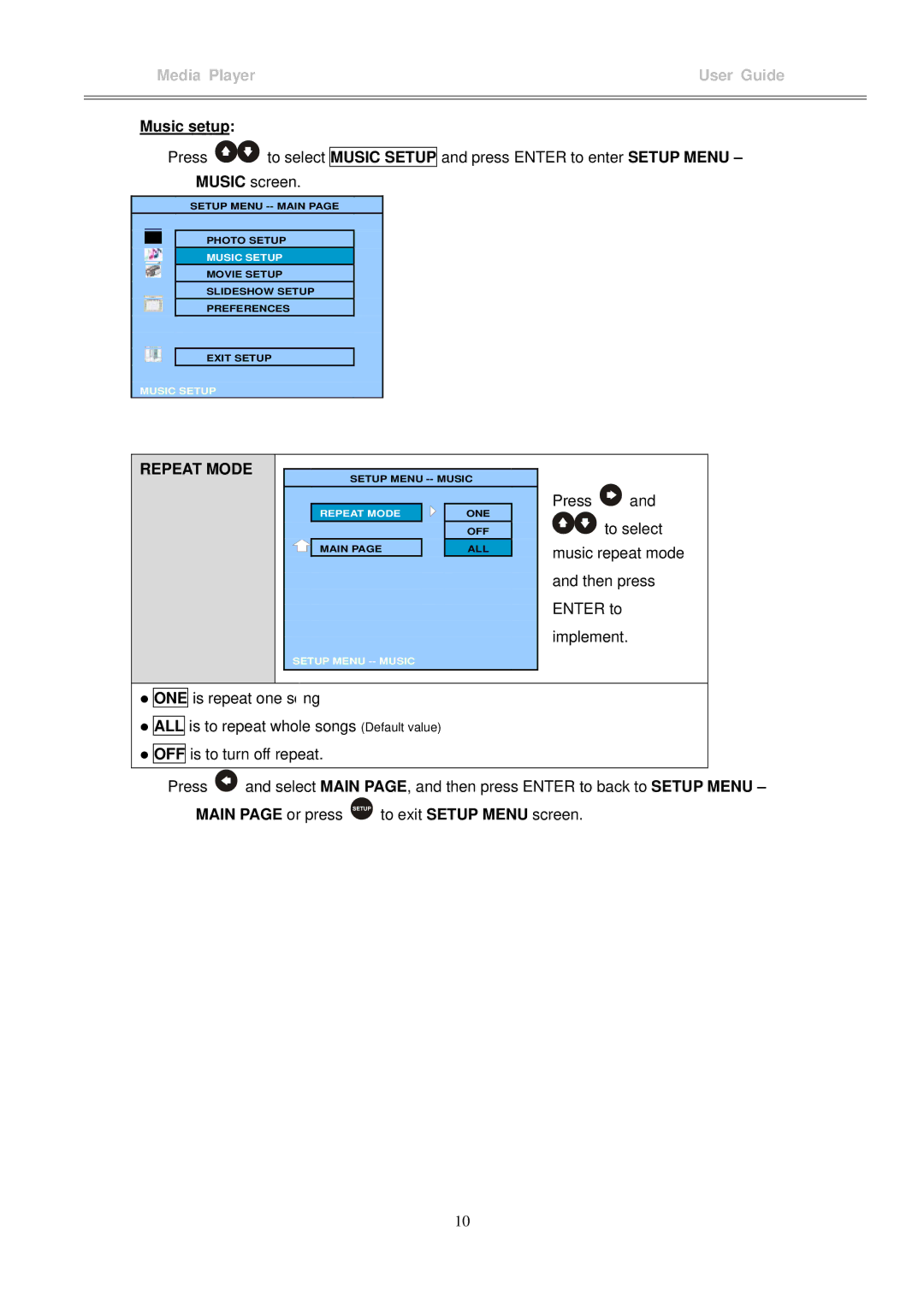 I-Tech Company MP3 Headphone manual Music setup, Repeat Mode 