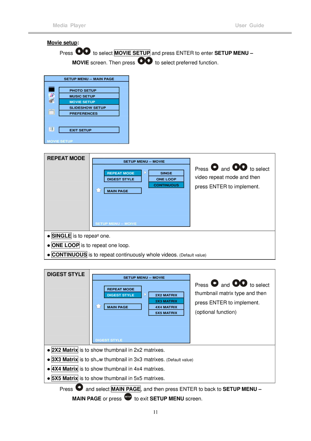 I-Tech Company MP3 Headphone manual Movie setup 