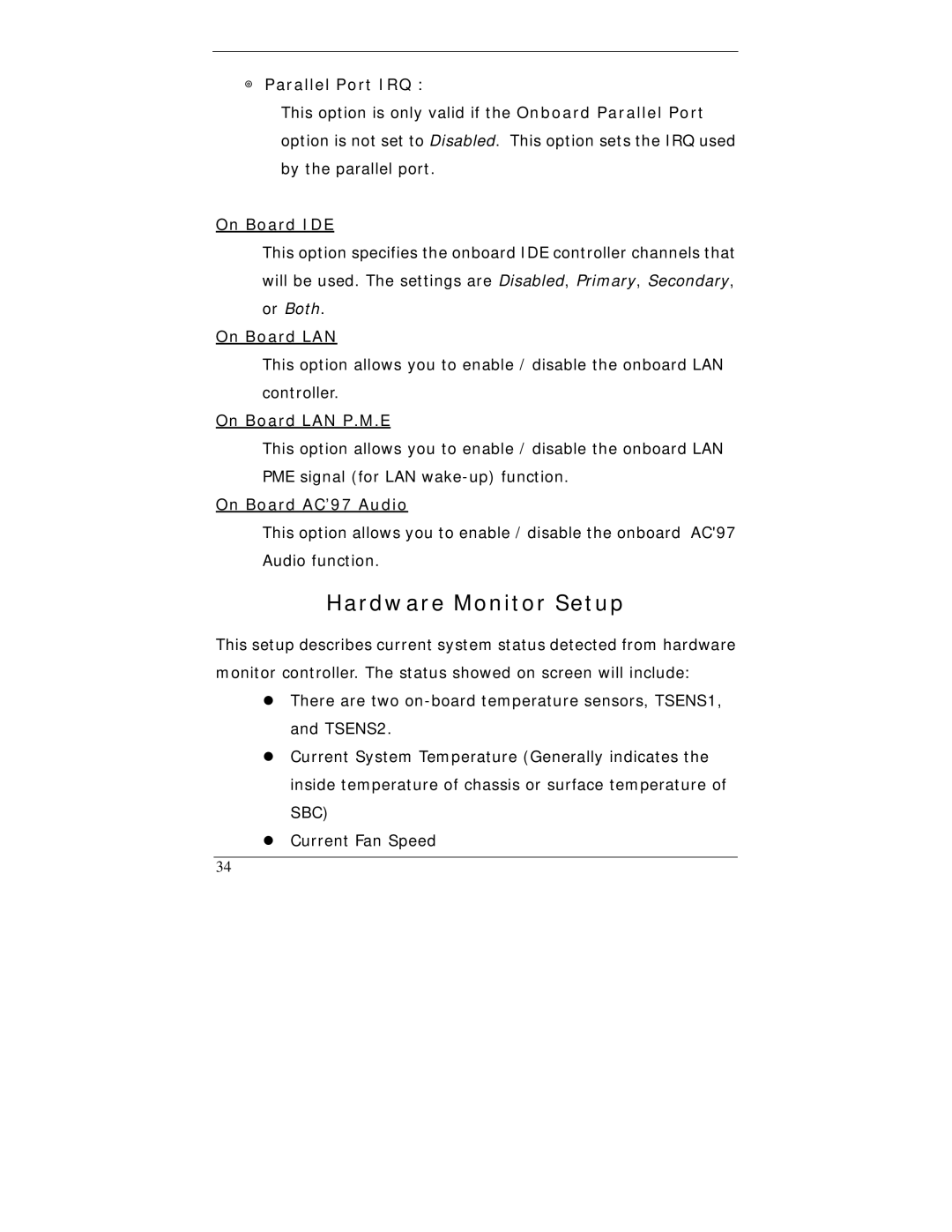 I-Tech Company WBX-6200F-V user manual Hardware Monitor Setup 