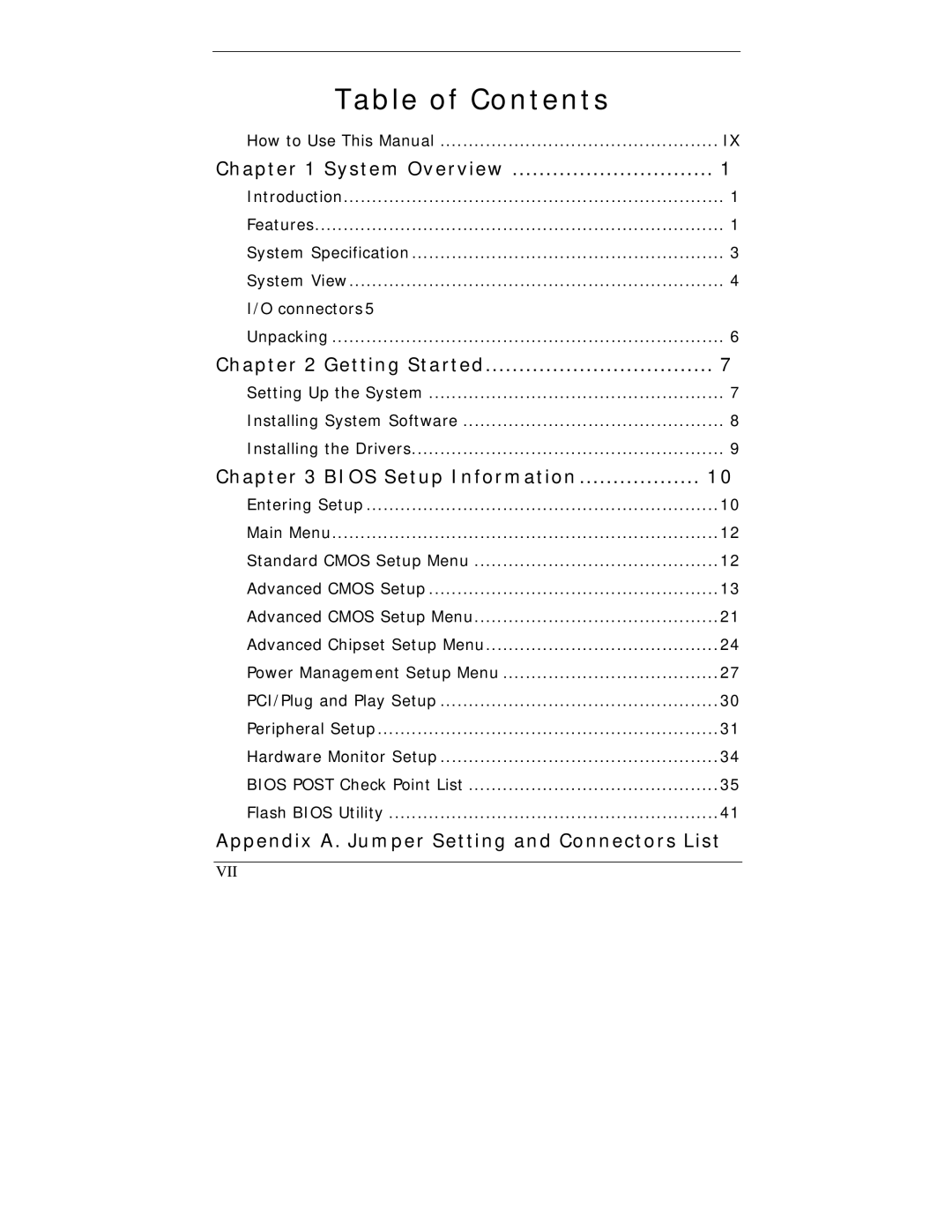 I-Tech Company WBX-6200F-V user manual Table of Contents 