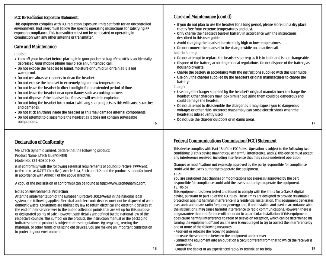 i. Tech Dynamic BluePointer manual 