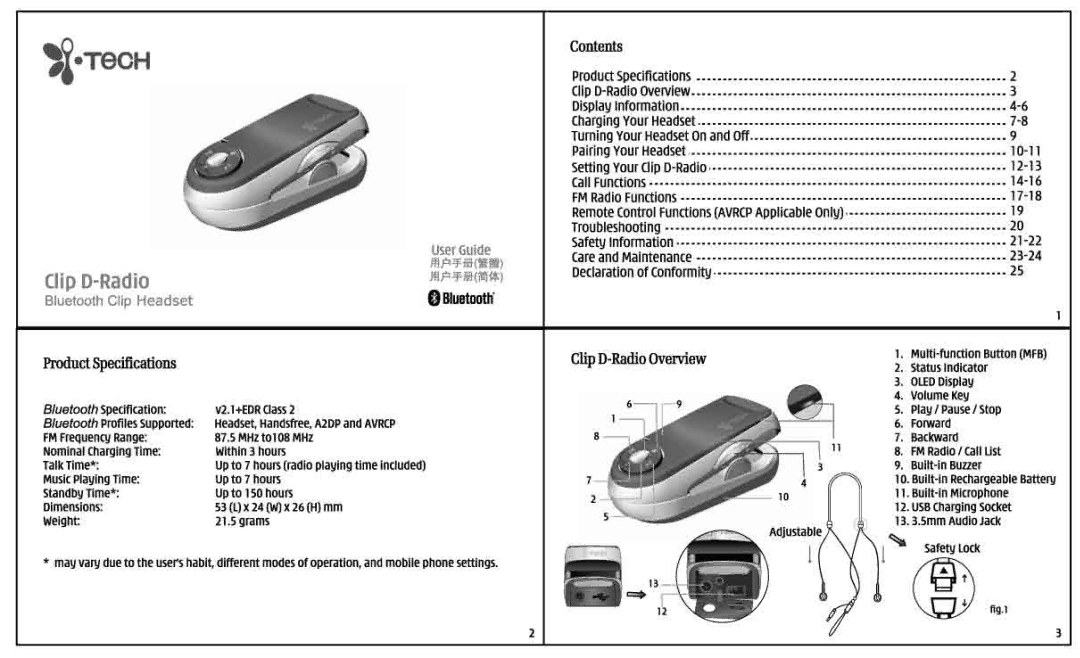 i. Tech Dynamic Clip D Radio manual 