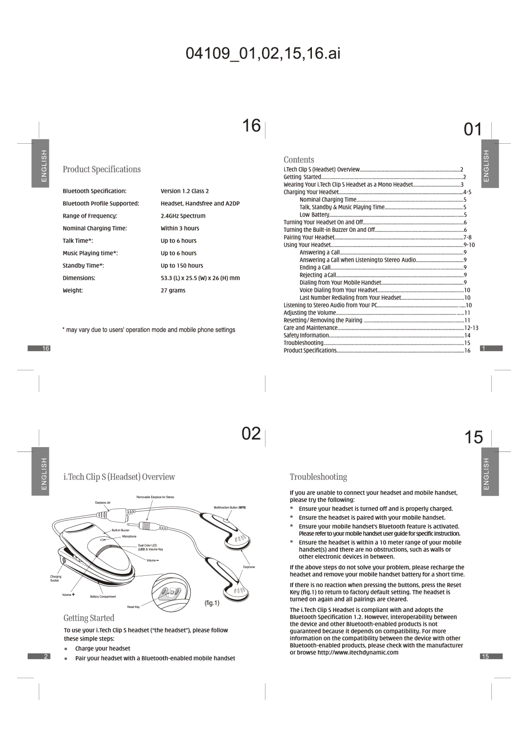 i. Tech Dynamic Clip S manual 