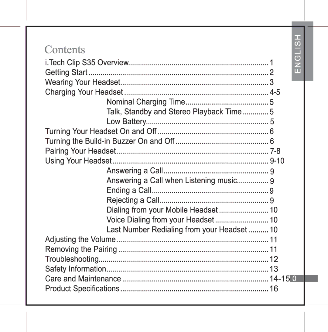 i. Tech Dynamic Clip S35 manual 