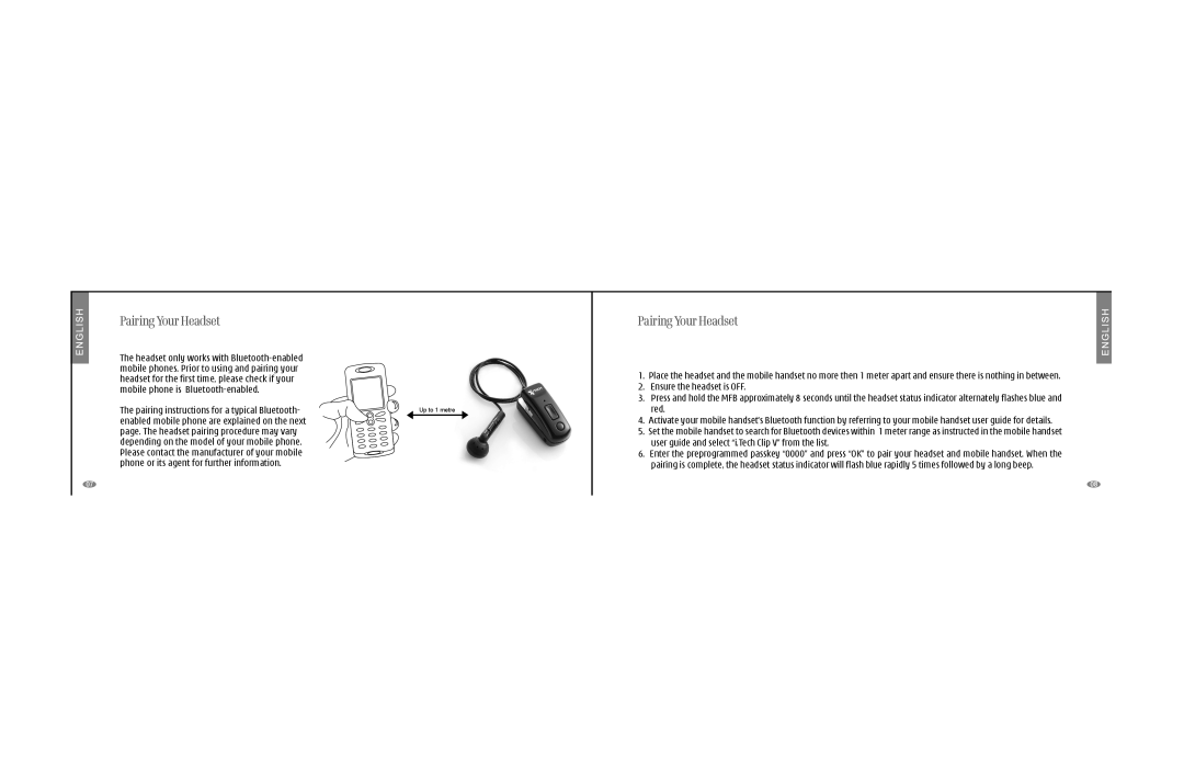 i. Tech Dynamic Clip V specifications Pairing Your Headset 