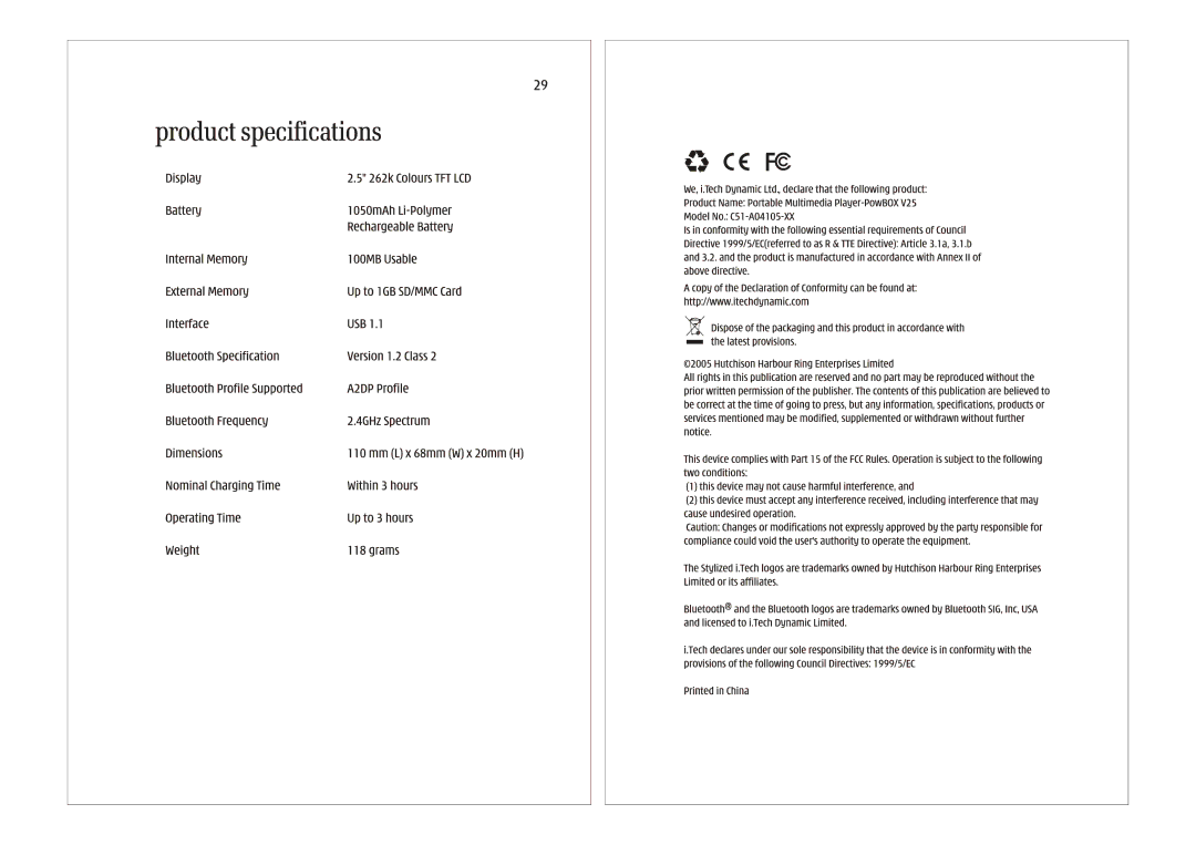 i. Tech Dynamic V25 manual 