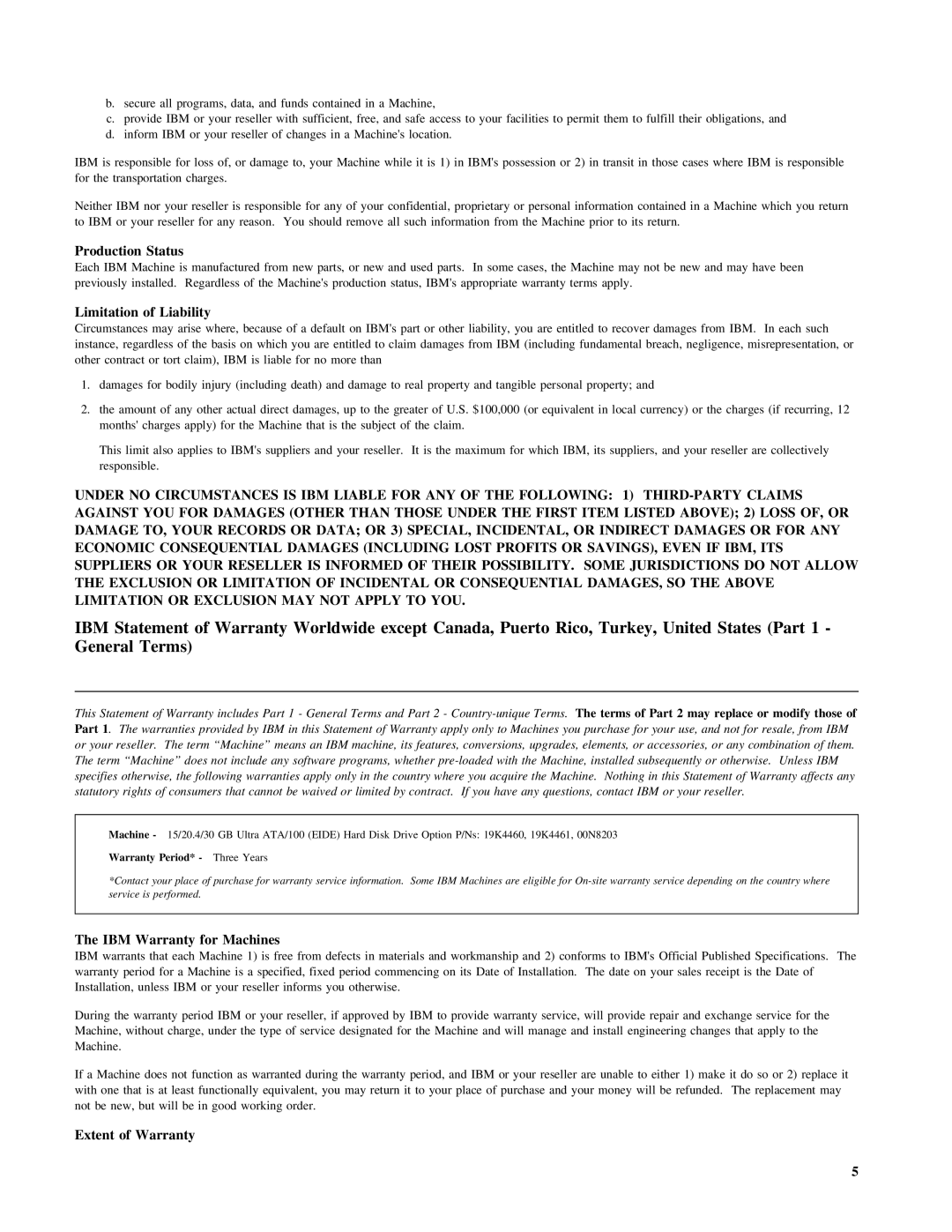 IBM 07N4108 manual Production Status 