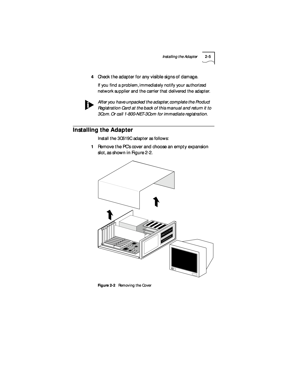 IBM 09-0572-000 manual Installing the Adapter, Check the adapter for any visible signs of damage 