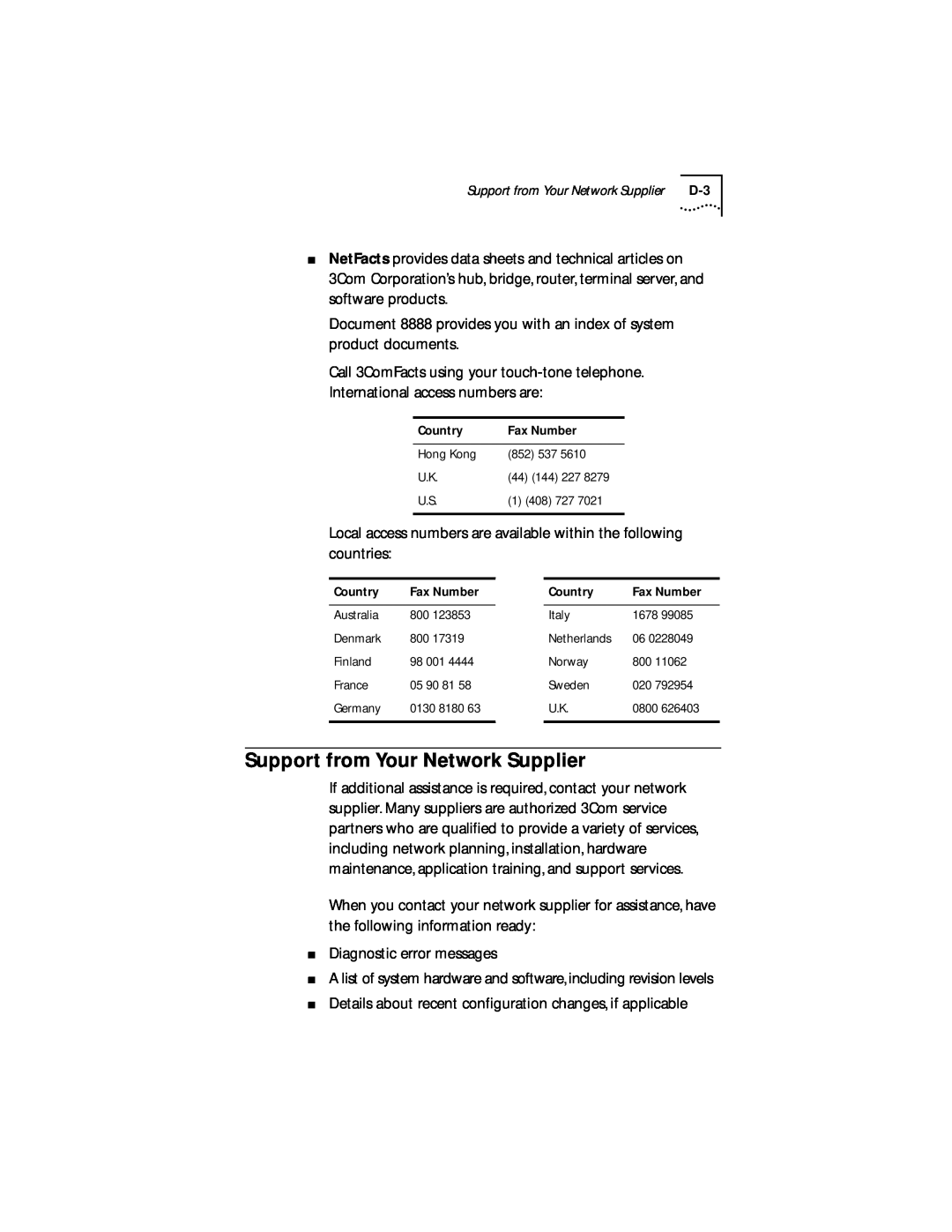 IBM 09-0572-000 manual Support from Your Network Supplier 
