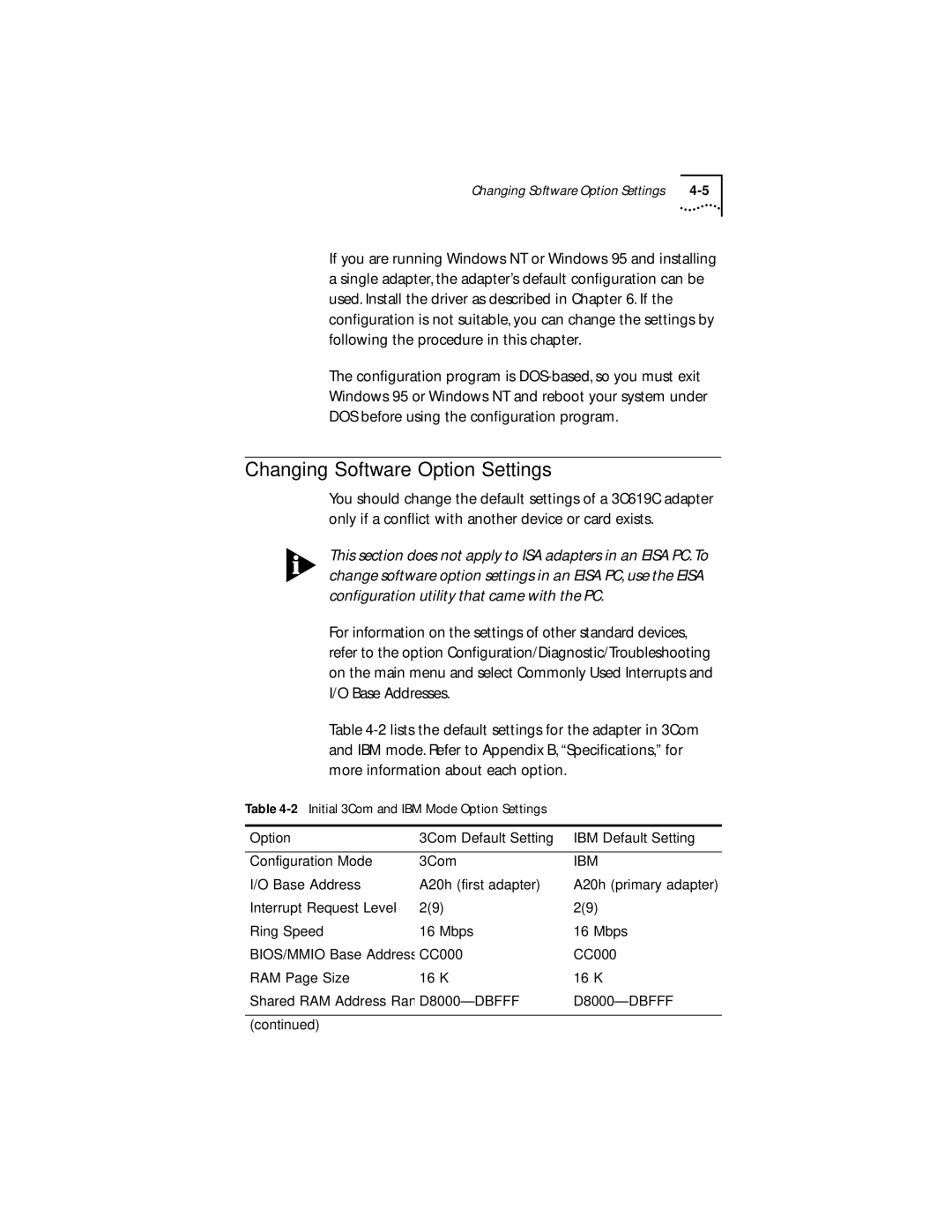 IBM 09-0572-000 manual Changing Software Option Settings, Ibm 