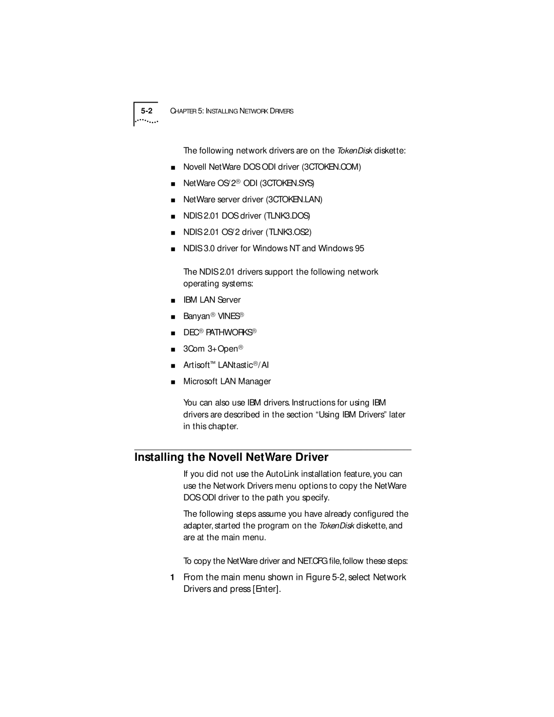 IBM 09-0572-000 manual Installing the Novell NetWare Driver, Dec Pathworks 