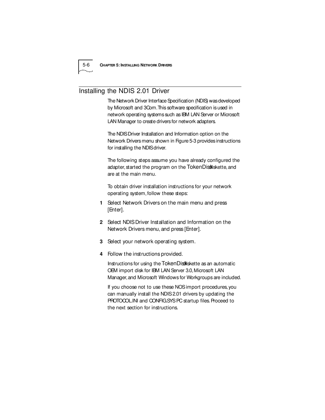 IBM 09-0572-000 manual Installing the Ndis 2.01 Driver 