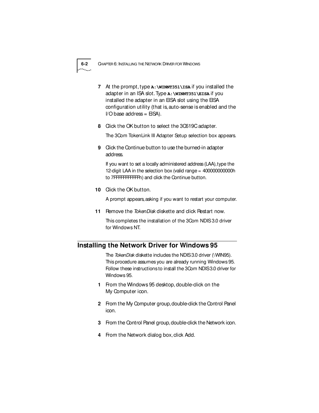 IBM 09-0572-000 manual Installing the Network Driver for Windows 