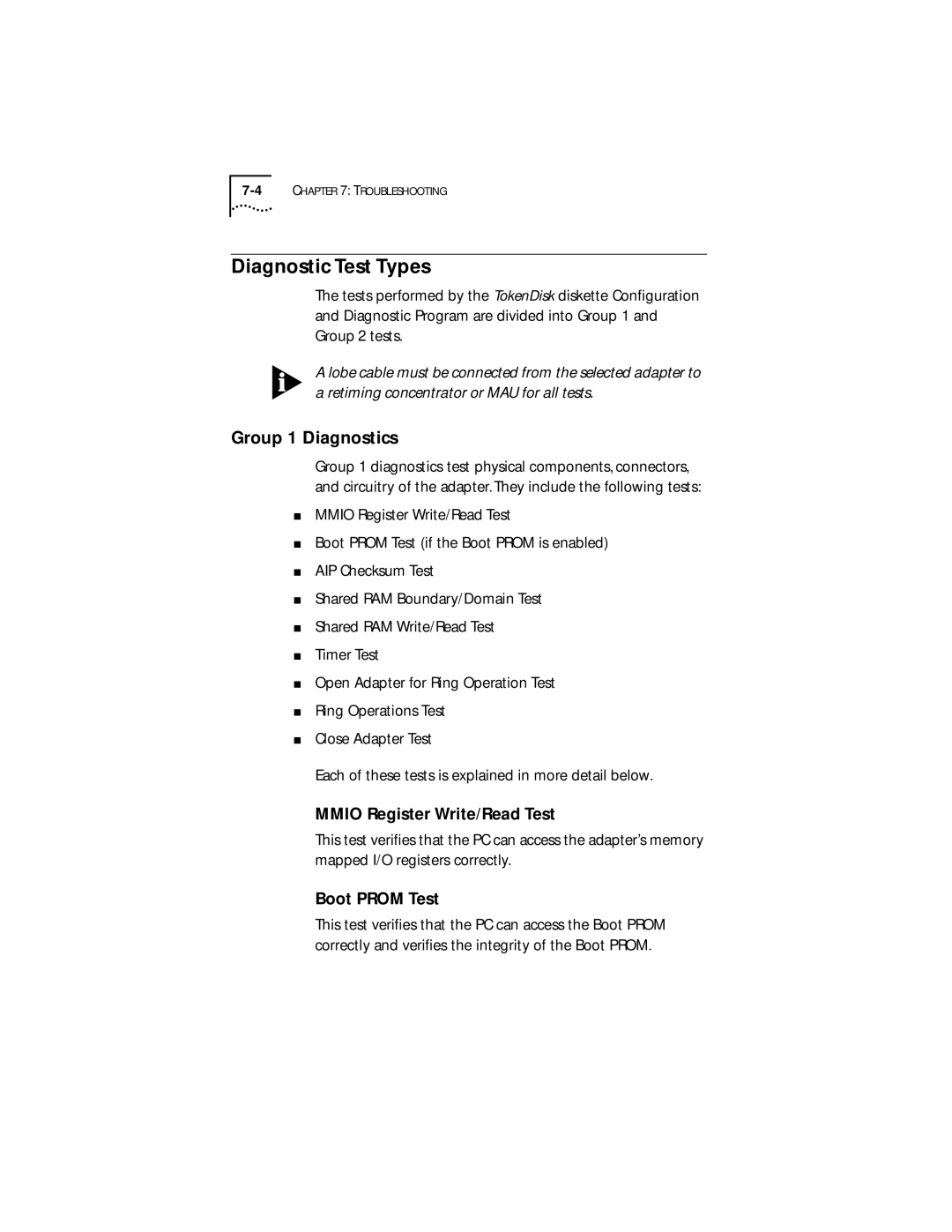 IBM 09-0572-000 manual Diagnostic Test Types, Group 1 Diagnostics 