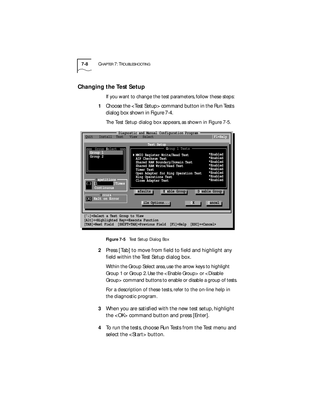 IBM 09-0572-000 manual Changing the Test Setup, File Options 