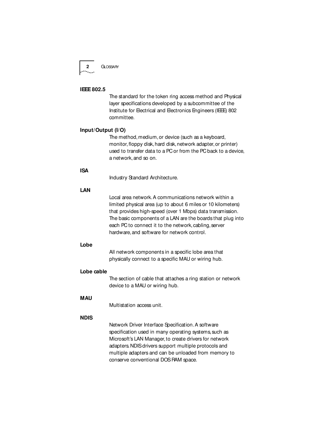 IBM 09-0572-000 manual Industry Standard Architecture, Lobe, Multistation access unit 