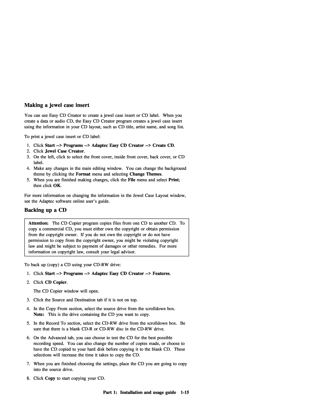 IBM 09N4076 manual jewel, Jewel, Copy, Start, File, Part 1 Installation and usage guide 