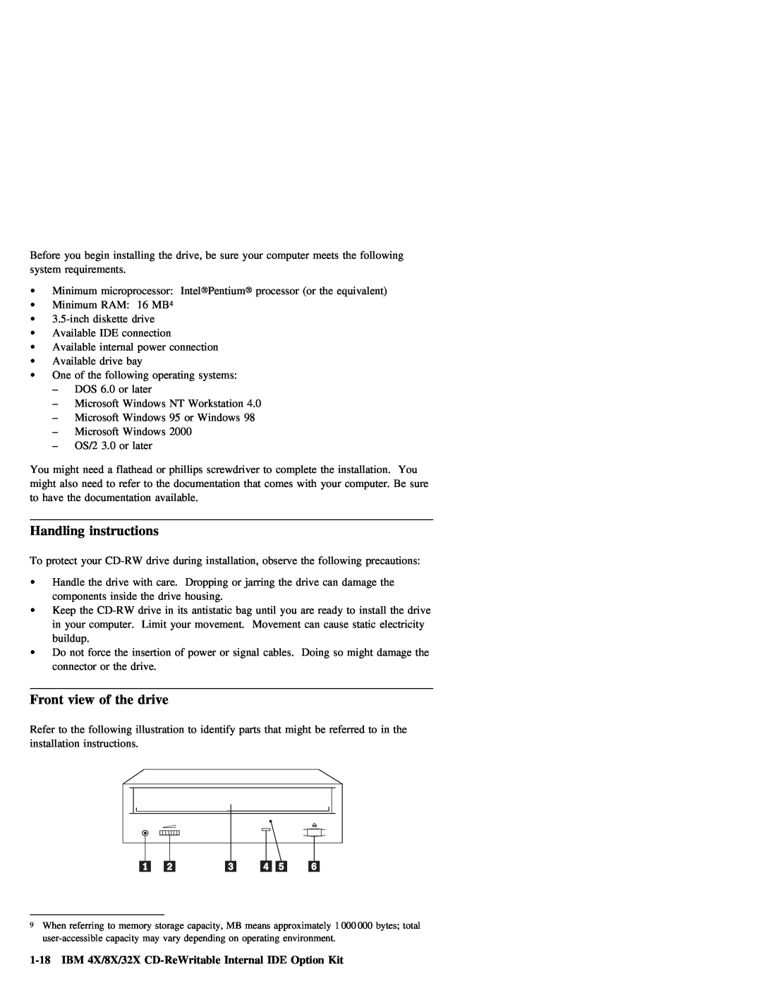IBM 09N4076 manual IBM 4X/8X/32X CD-ReWritable Internal IDE Option Kit, view, drive 
