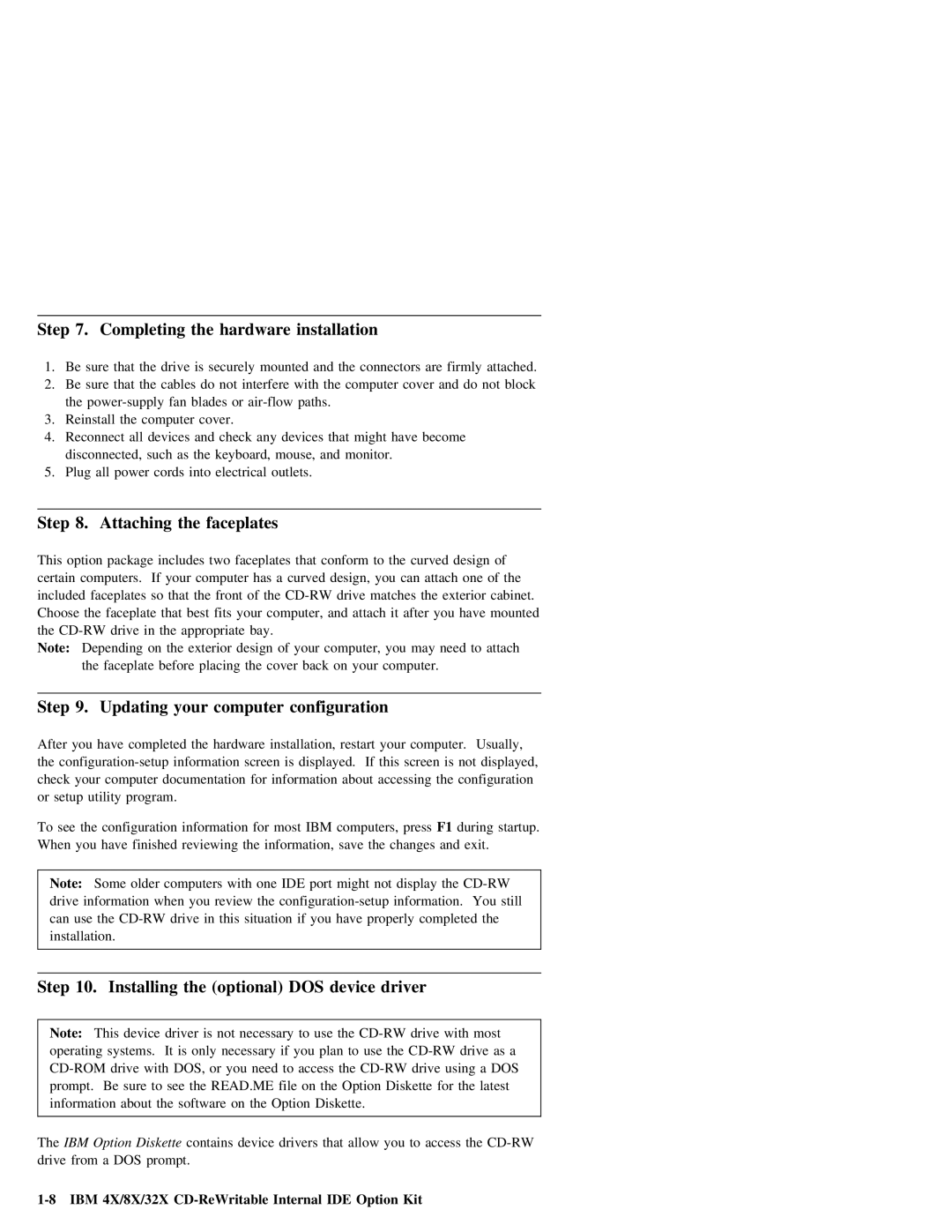 IBM 09N4076 manual Driver, Step Attaching, Step Updating, Installing 