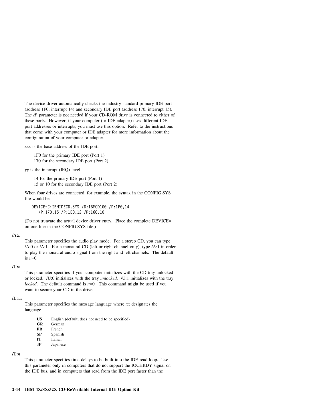 IBM 09N4076 manual Standard, Port Address 1F0, These Ports, Port 1F0 For, Port 170 For, Level For, Syntax, Left Right, Play 