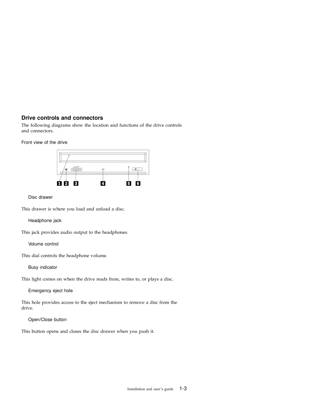 IBM 09N4153 manual Drive controls and connectors 