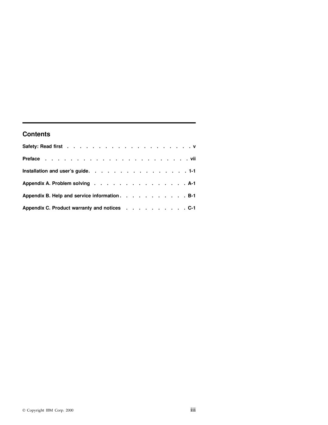 IBM 09N4153 manual Contents 