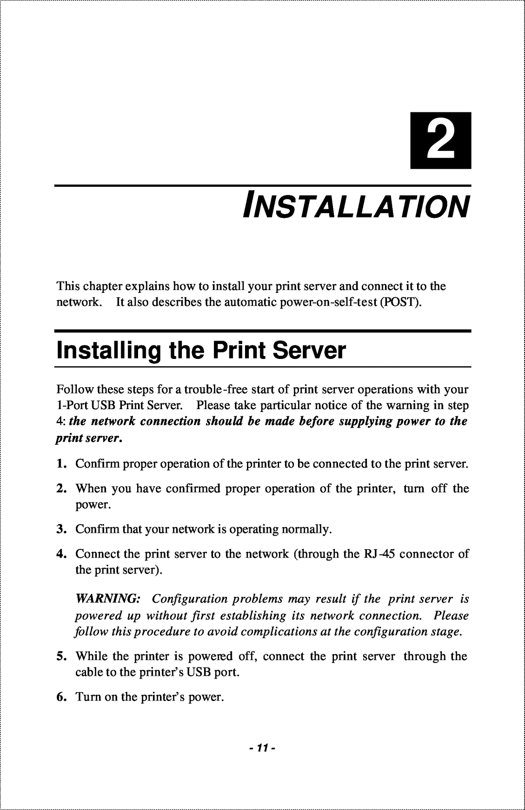 IBM 1-Port USB Print Server manual Installation, Installing the Print Server 