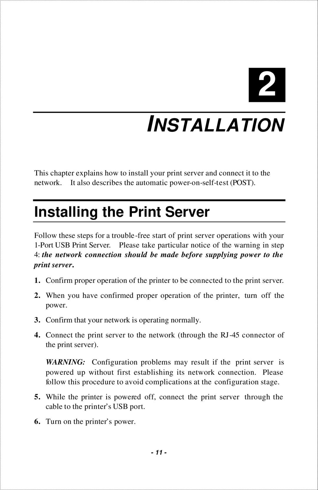 IBM 1-Port USB Print Server manual Installation, Installing the Print Server 