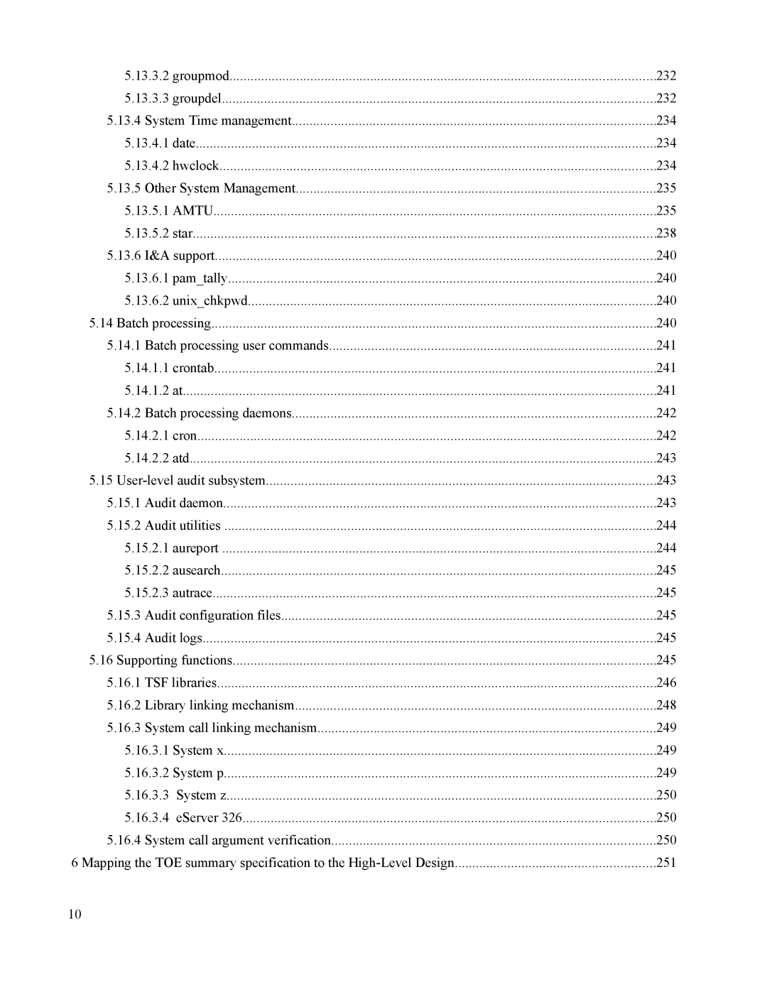 IBM 10 SP1 EAL4 manual 250 